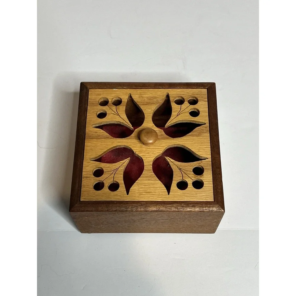 Vintage Handmade Wood Trinket Box